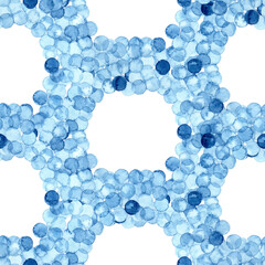 Wall Mural - Watercolor pattern in polka dot style. Blue balls isolated on a white background. Handicraft. Print for your decor. Cute ornament.