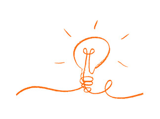Wall Mural - light bulb swirl one line crayon chalk drawing vector