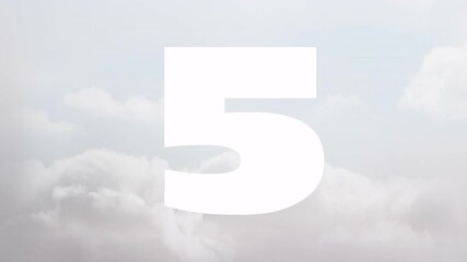 Poster - Large white numbers animating over cloudy sky background