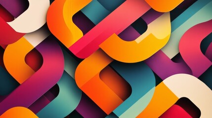 Poster - A geometric abstract background featuring interlocking shapes and vibrant colors, providing a modern and stylish look