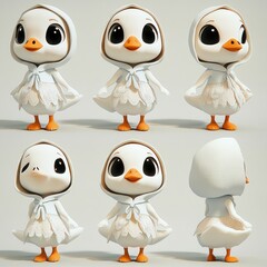 Poster - A cute cartoon duck character in various poses, designed for animation or illustration.