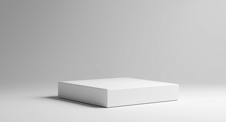 Poster - White table stage podium empty mock up background - empty table podium mock up for cosmetics products and product placement with spotlight sunlight beam. White studio room with podium