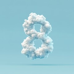 Minimalist Cloud Numbers Against Light Blue Sky