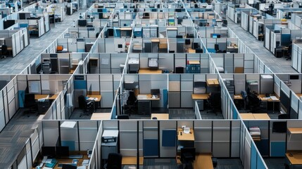 Poster - A View of Cubicles in a Modern Office Space