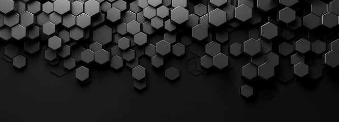 Wall Mural - technological and futuristic hexagonal grayscale background banner