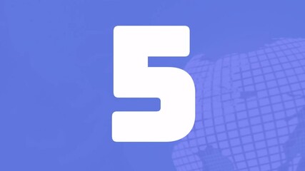 Aufkleber - Numbers animation over blue background with globe grid pattern