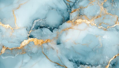 Poster - Seamless marble texture in pale blue with gold veins, [Abstract Background Marble], [Cool and luxurious]