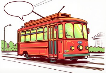 Wall Mural - Comic book trolleybus A trolleybus illustrated in the style of a