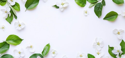 Sticker - This spring blossom frame has white flowers and green leaves, cut out