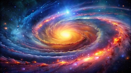 Wall Mural - colorful galaxy cloud nebula in stary night cosmos with spiral universe science astronomy background