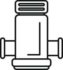 Sticker - Water pipeline icon vector outline representing a section of pipe with flanges connecting to other pipes for plumbing systems