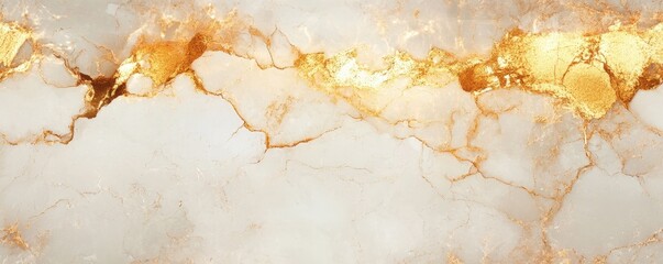 Sticker - Seamless abstract marble in rich gold with subtle white veins, [Abstract Background Marble], [Luxurious and elegant]