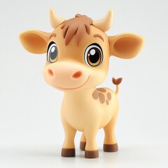 Canvas Print - A cute cartoon cow figure with big eyes and a friendly expression.