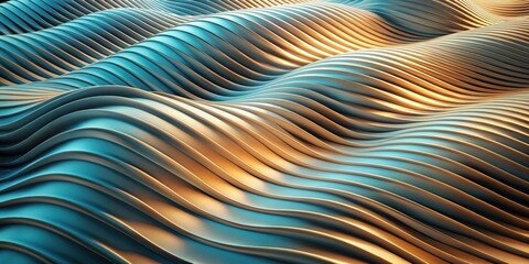 Poster - Abstract surface with a wave-like pattern, created in rendering, wave, band, abstract, background, surface,rendering, design, texture