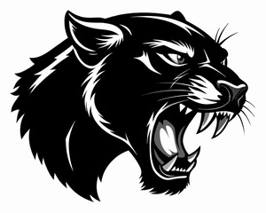 Wall Mural - Panther head logo vector design. Abstract drawing panther face. Angry Panther silhouette
