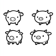 Wall Mural - Four cute cartoon pigs in a simple, playful style.