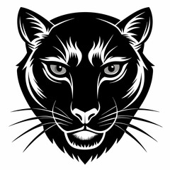 Wall Mural - Panther head logo vector design. Abstract drawing panther face. Angry Panther silhouette
