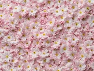 Poster - Symmetrical Aerial View of Intricate Geometric Patterns with Soft Pastel Pink Flowers and Diffused Lighting