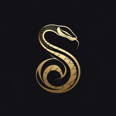 Poster - A stylized golden snake logo on a black background.