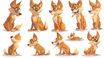 Wall Mural - A collection of cartoon corgi character expressions and poses.