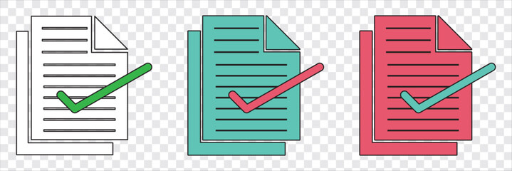 Leinwandbilder - Document icon with check mark - vector icon. EPS 10.