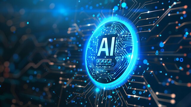Artificial Intelligence machine learning concept web banner background design with circuit nodes