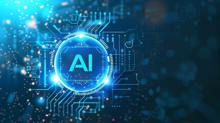 Poster - Artificial Intelligence machine learning concept web banner background design with circuit nodes