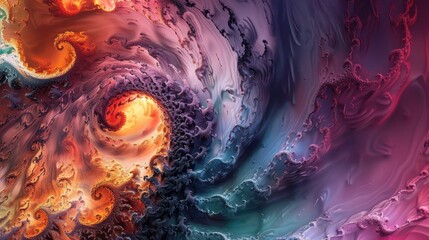 Poster - Vibrant abstract swirls in a dynamic blend of colors capturing an ethereal cosmic dance
