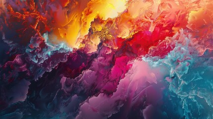 Poster - A vibrant explosion of colors depicting a dynamic abstract landscape in a creative art piece