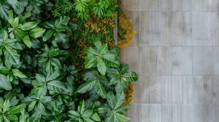 Poster - Aerial View of Geometric Symmetrical Green Plant Pattern with Bright Diffused Lighting and Subtle Shadows, Capturing Intricate Plant Design Details and Pastel Tones
