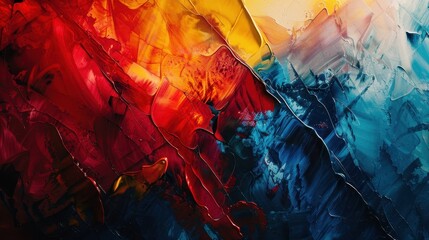 Poster - Vibrant abstract artwork blending warm and cool colors evoking emotional depth and movement