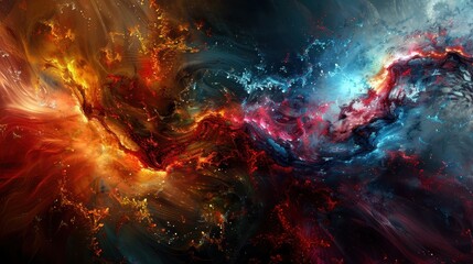 Poster - A vibrant abstract composition depicting swirling colors resembling cosmic phenomena