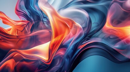 Poster - Vibrant abstract shapes intertwining in a dynamic composition with rich colors and flowing forms