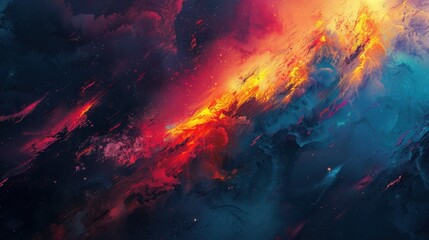 Poster - Vivid abstract artwork depicting cosmic elements in a vibrant color palette