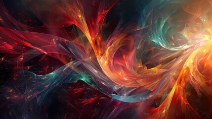 Poster - Vibrant abstract art featuring swirling colors and shapes in a dynamic composition