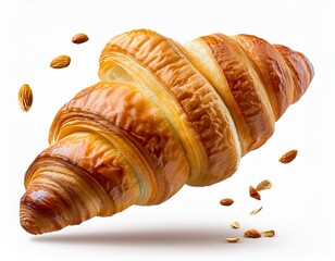 Wall Mural - Croissants made from boiled flying bread with isolated air.