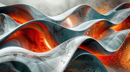 Poster - Abstract waves flowing with vibrant colors capture the essence of movement and energy in art
