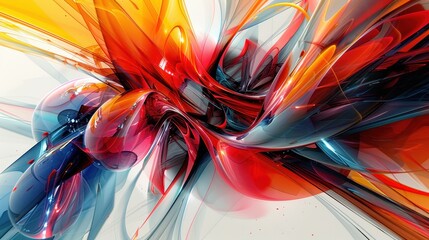 Poster - Vivid abstract design with swirling shapes and vibrant colors in a dynamic composition