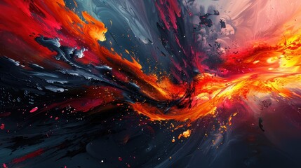 Poster - Vivid abstract art showcasing swirling colors and dynamic movement with fiery hues and contrast