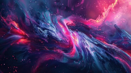 Poster - A vibrant cosmic abstract artwork featuring swirling colors and rich textures in a dreamlike space