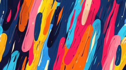 Poster - Bright and colorful seamless lines pattern featuring abstract shapes created with generative AI