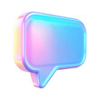 © kanoktuch - 3D glossy gradient speech bubble icon with vibrant blue and pink tones, ideal for digital communication themes or modern UI design elements. Isolated on transparent background, png.