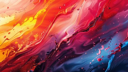 Poster - Vibrant abstract composition with flowing colors creating dynamic patterns in bright hues