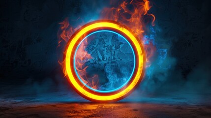 Poster - 3D rendering of a colorful energy supplier logo in London from July 2023 showcasing glowing effects