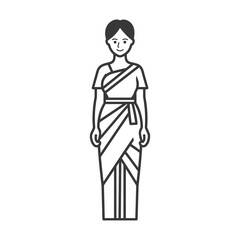 Sticker - Line drawing of a woman wearing a traditional Indian Sari