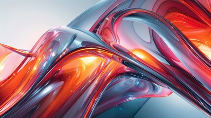 Poster - Abstract composition of flowing glass-like shapes with vibrant colors illuminated in soft light