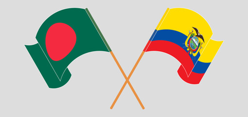 Wall Mural - Crossed and waving flags of Bangladesh and Republic of Ecuador