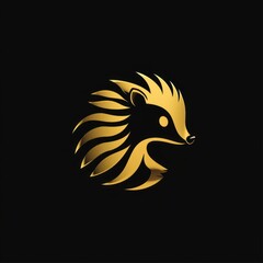 Canvas Print - A stylized golden hedgehog logo against a black background.