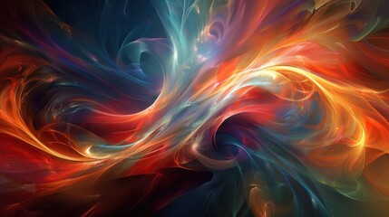 Poster - Vibrant abstract artwork featuring swirling colors and dynamic patterns in a cosmic landscape