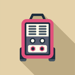 Poster - pink inverter welding machine casting a long shadow, depicting concepts of welding equipment and ind